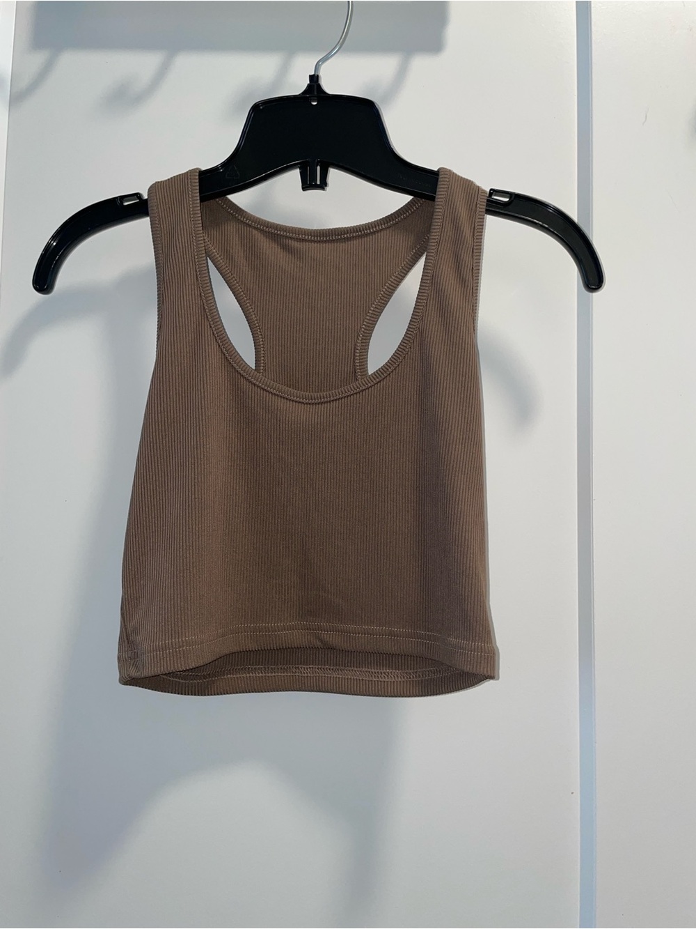 Ribbed Racerback Crop Tank - Brown